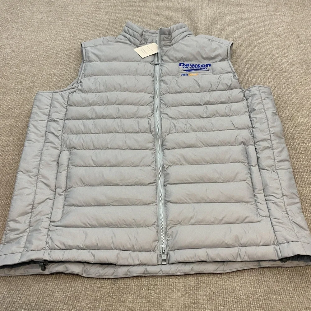 Peter Millar Vest Mens Large Gray Apex Puffer Full Zip Golf Dawson Oil Logo